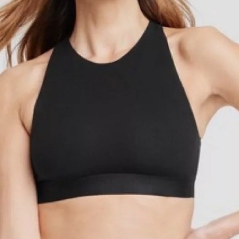 Auden unlined crossback high neck bralette black